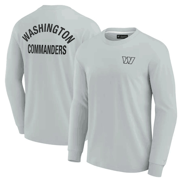 Men's Washington Commanders Gray Signature Unisex Super Soft Long Sleeve T-Shirt - Click Image to Close